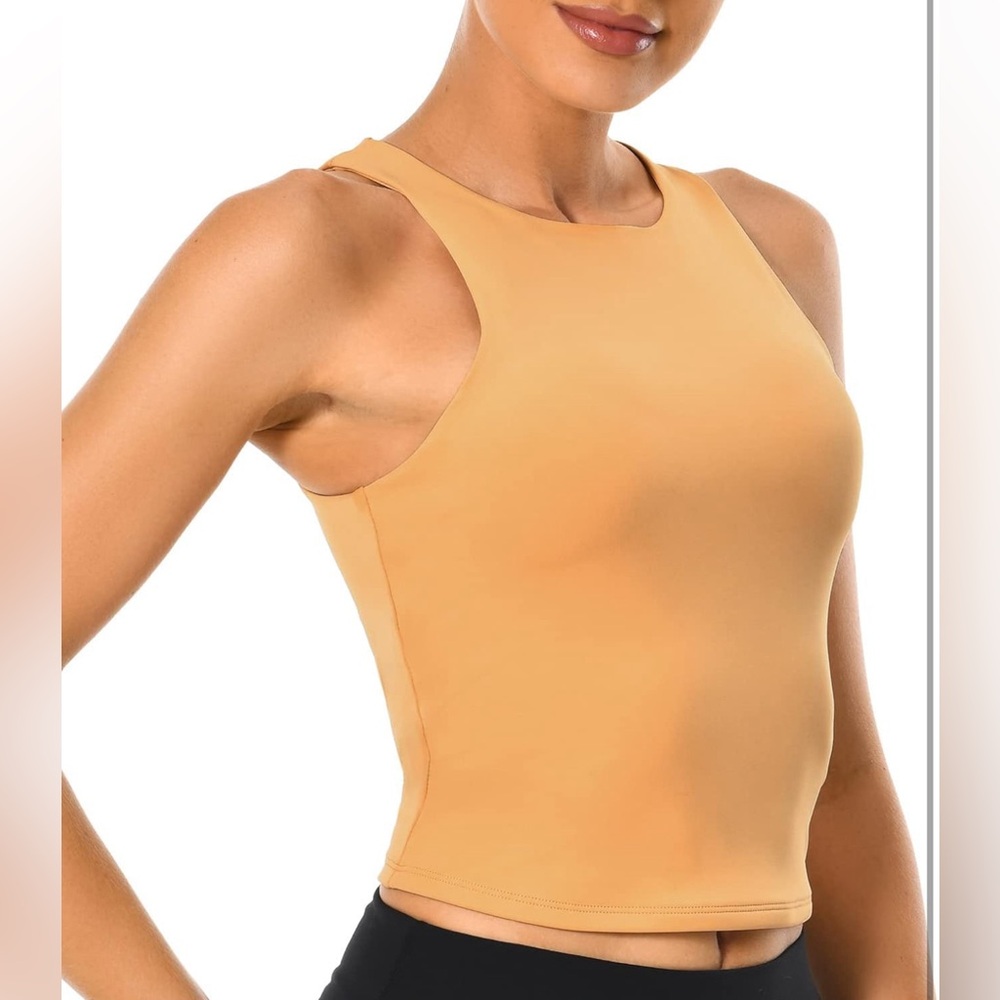 Colorfulkoala Women's High Neck Tank Tops Body Contour Sleeveless Crop